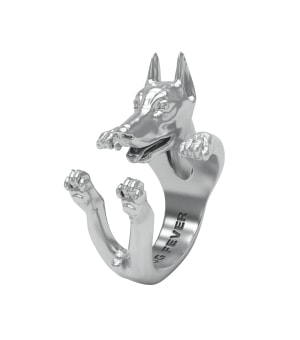 DOG FEVER - HUG RING - dobermann silver hug ring