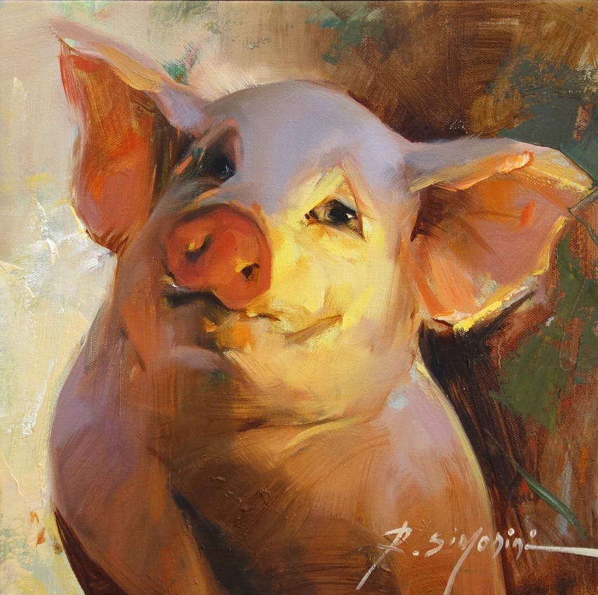 RAY SIMONINI ARTIST - Pig Jack 16 x 16 P0390